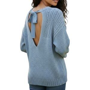 Aerie Small Oversized Chunky Knit Open Back Alpaca Wool Sweater